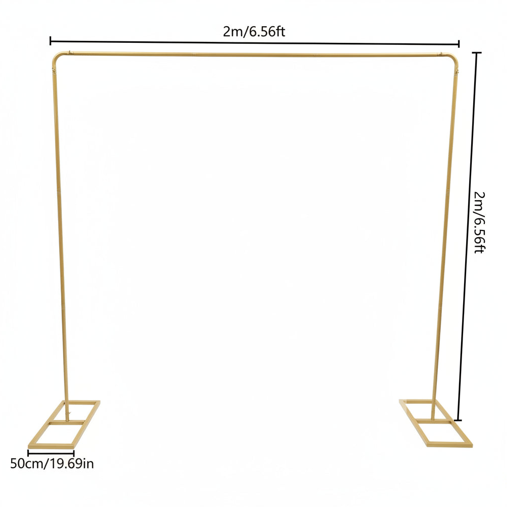 Arco Cuadrado de Metal para Globos - Soporte de Boda Blanco/Metálico 2x2m-3x3m