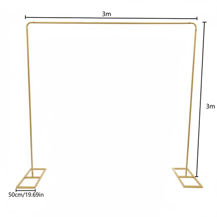 Arco Cuadrado de Metal para Globos - Soporte de Boda Blanco/Metálico 2x2m-3x3m