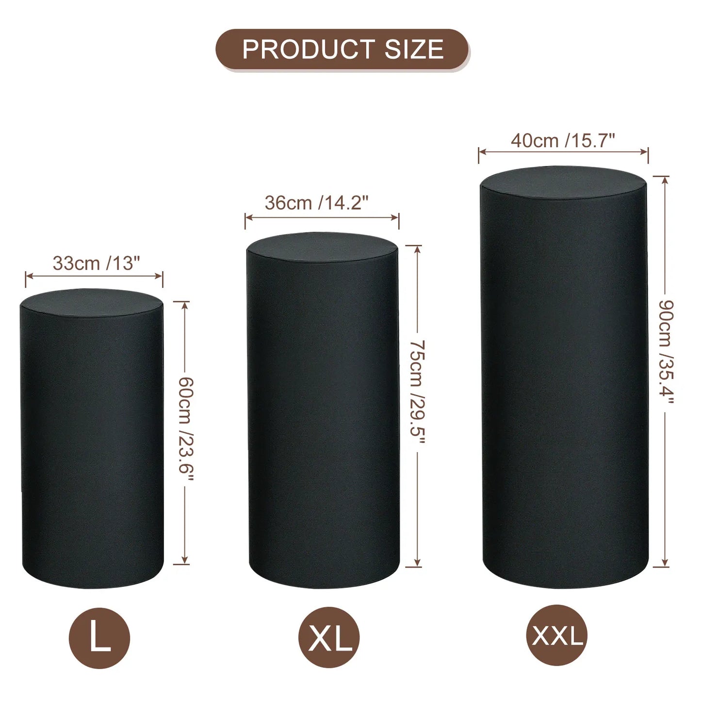 Fundas Elásticas para Pedestales Cilíndricos - Set de 3 Piezas