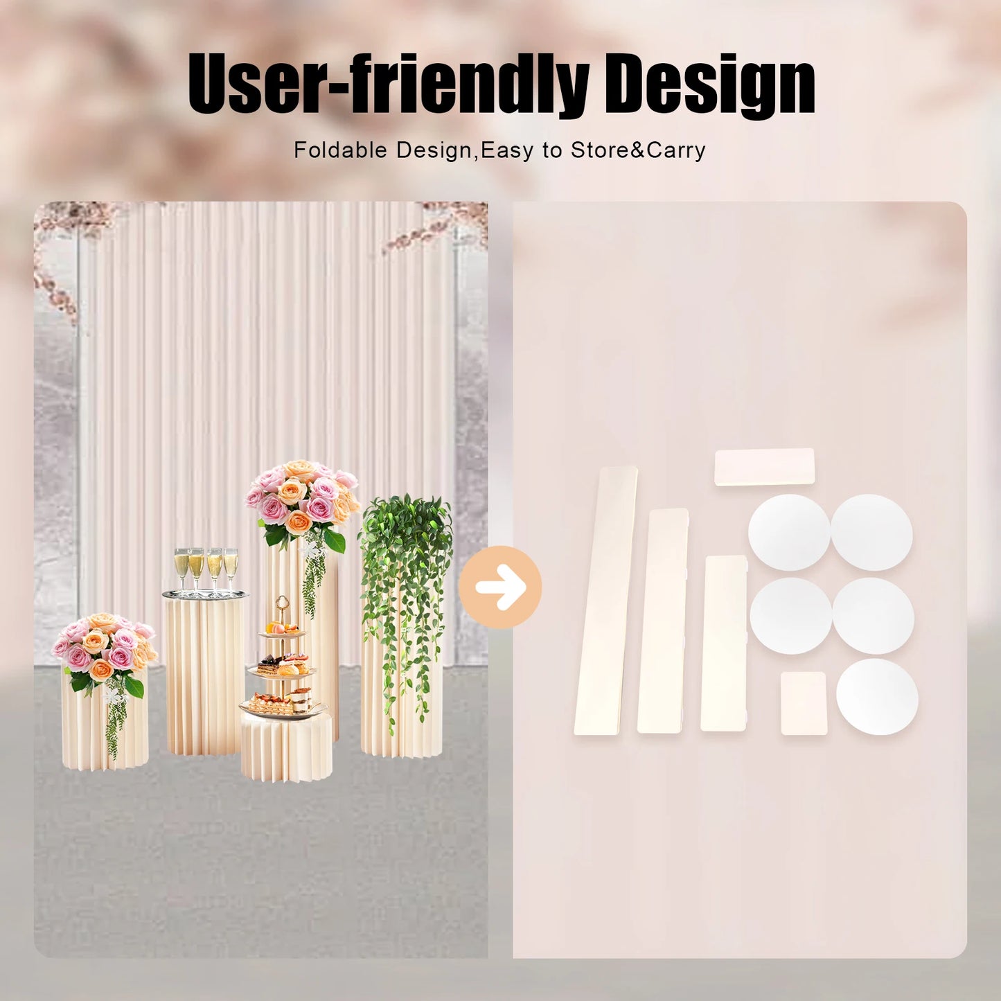 Soporte de Flores Cartón Panal Cilindro PVC Plegable
