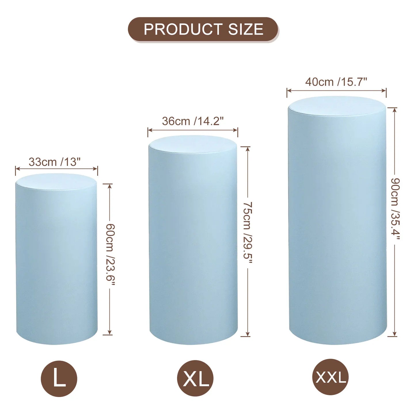 Fundas Elásticas para Pedestales Cilíndricos - Set de 3 Piezas