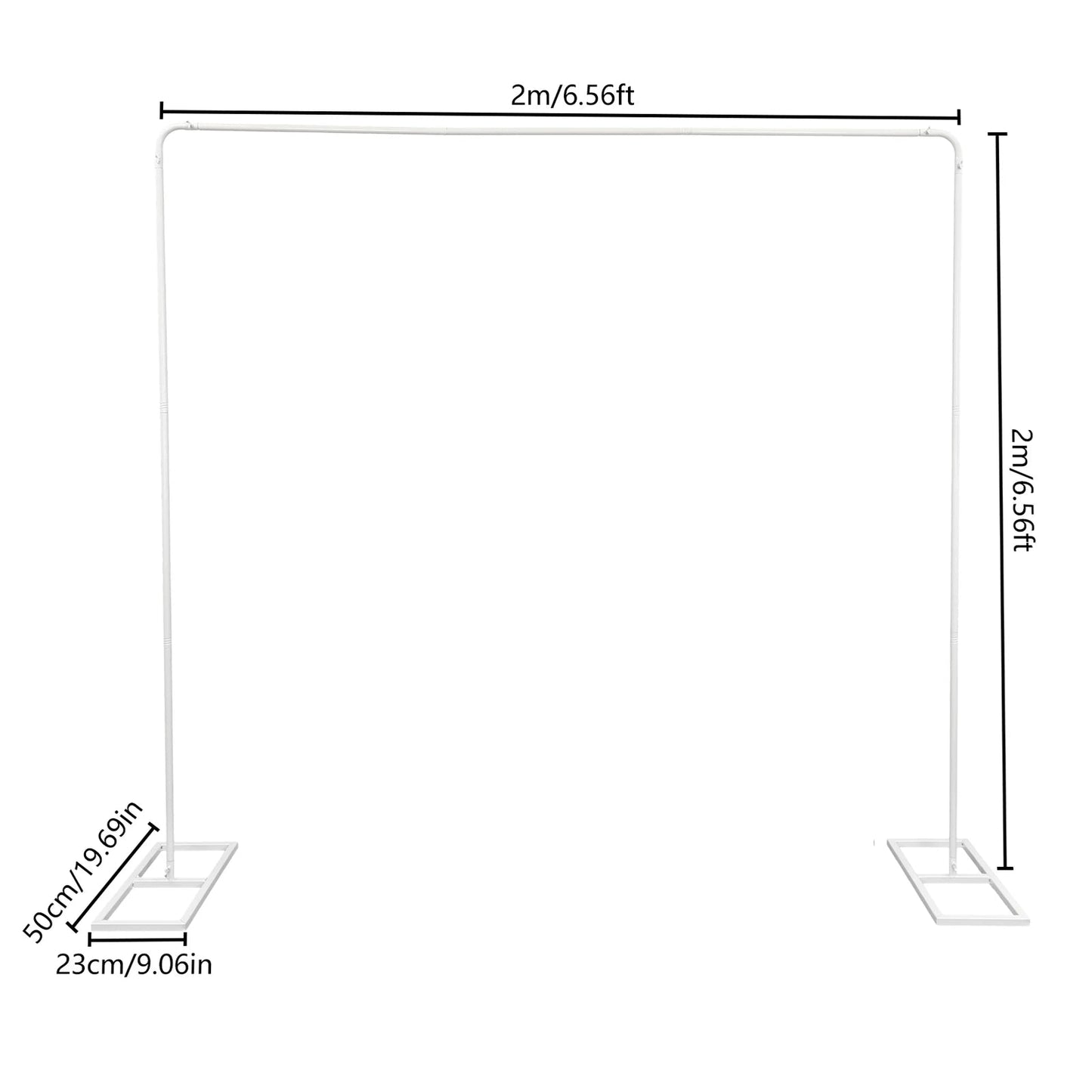 Arco Cuadrado de Metal para Globos - Soporte de Boda Blanco/Metálico 2x2m-3x3m