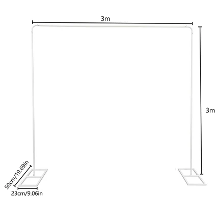 Arco Cuadrado de Metal para Globos - Soporte de Boda Blanco/Metálico 2x2m-3x3m