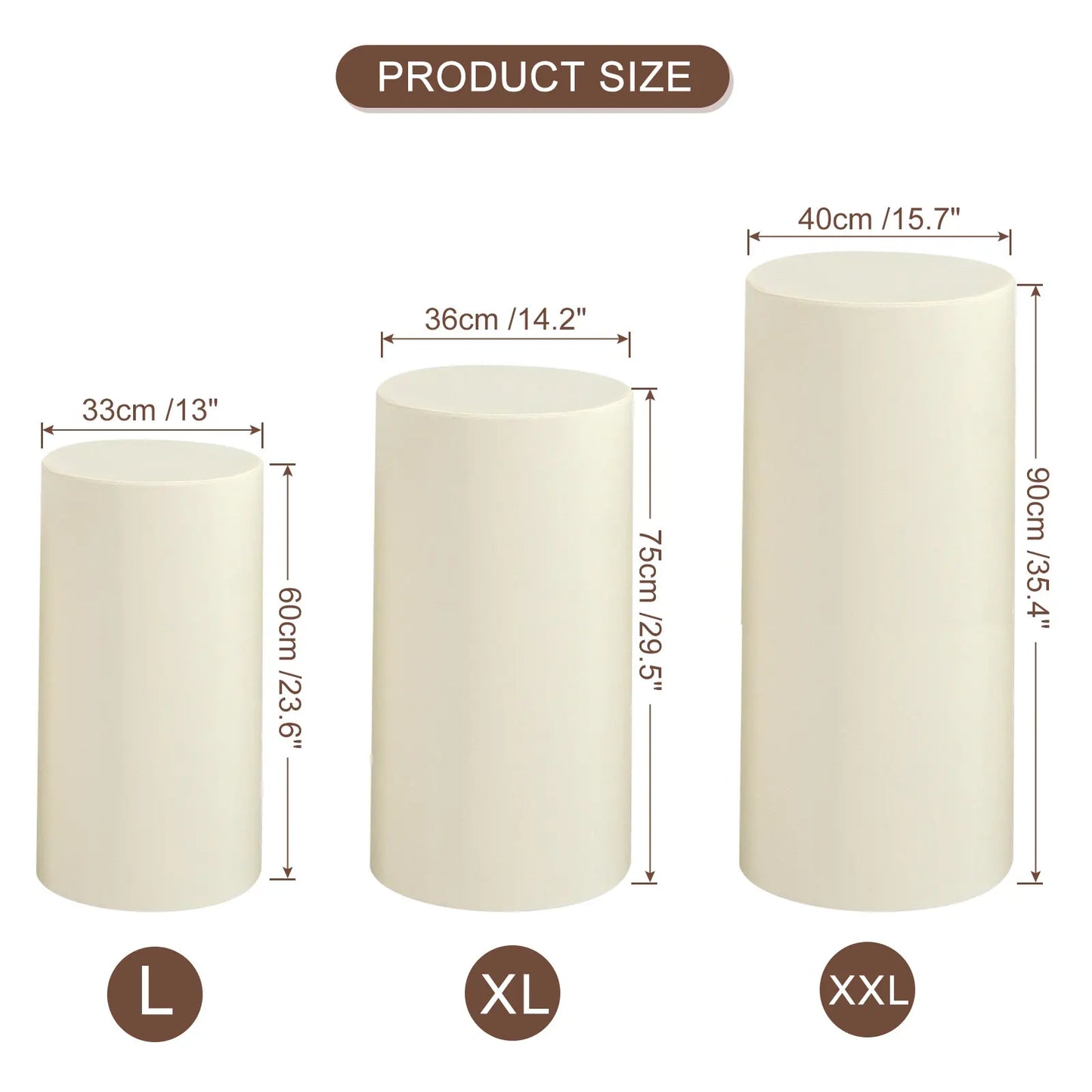 Fundas Elásticas para Pedestales Cilíndricos - Set de 3 Piezas