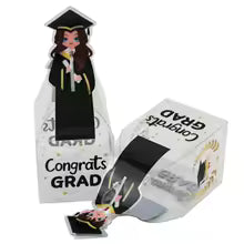 Caja Regalo Transparente Graduación PVC 7x7x20cm - Pack 4 uds