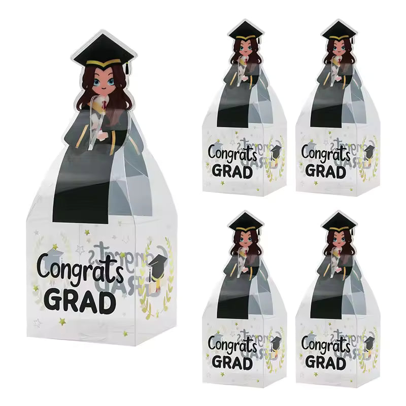 Caja Regalo Transparente Graduación PVC 7x7x20cm - Pack 4 uds
