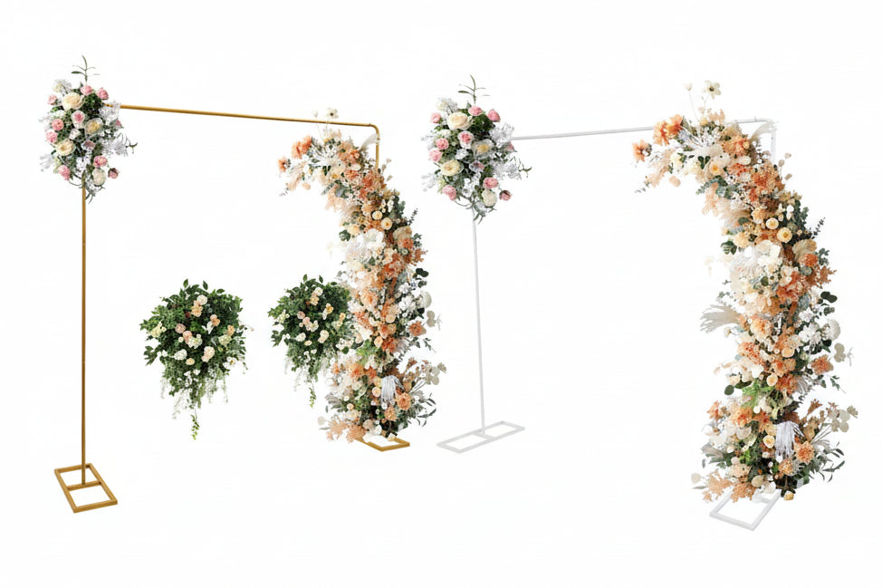 Arco Cuadrado de Metal para Globos - Soporte de Boda Blanco/Metálico 2x2m-3x3m