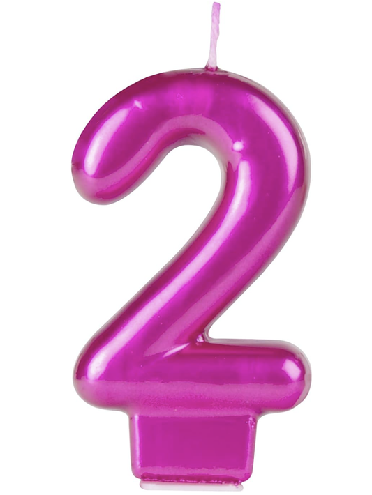 Vela Número 0-9 Rosa Fucsia 9cm