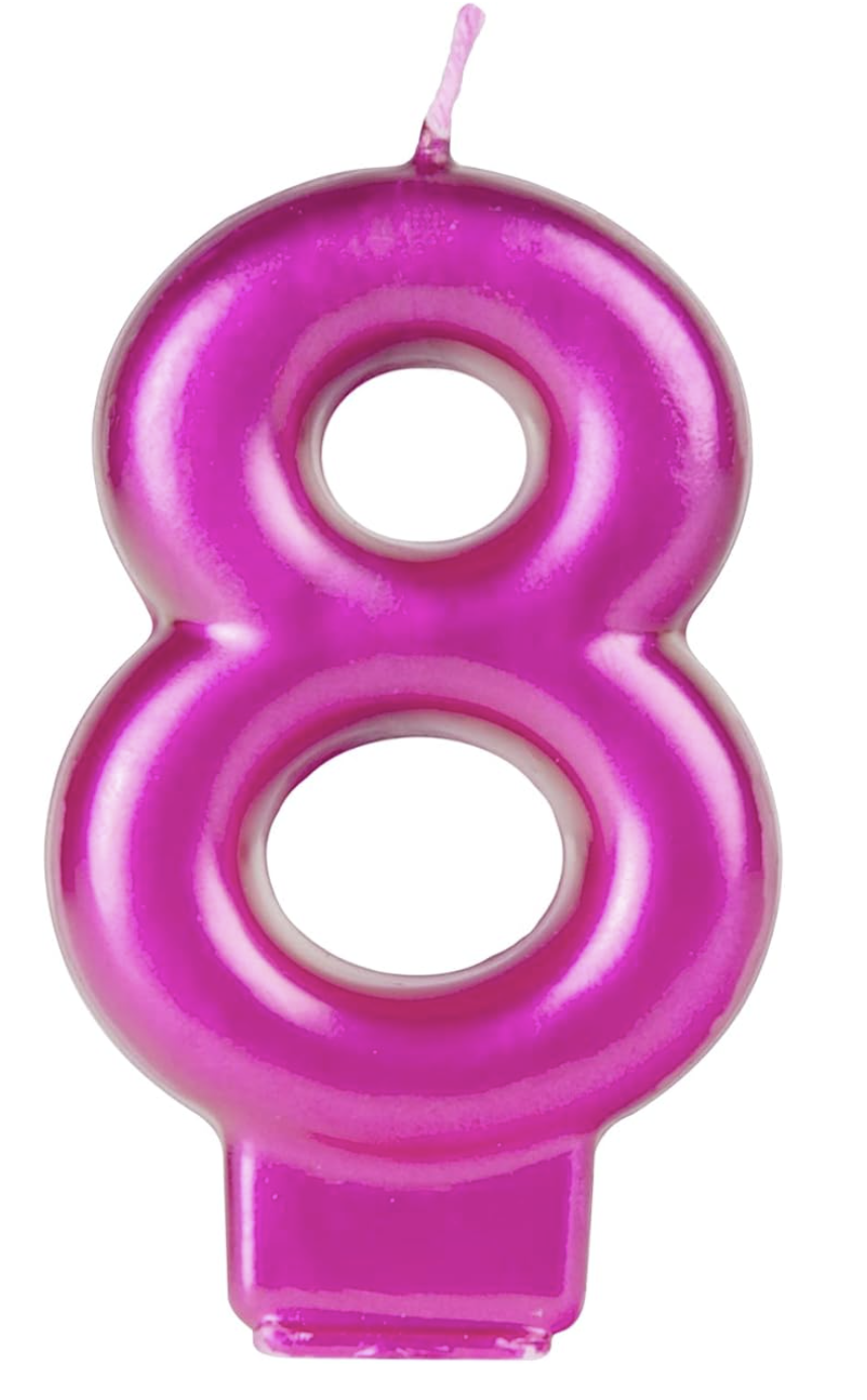 Vela Número 0-9 Rosa Fucsia 9cm