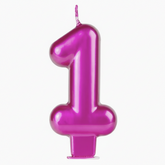 Vela Número 0-9 Rosa Fucsia 9cm