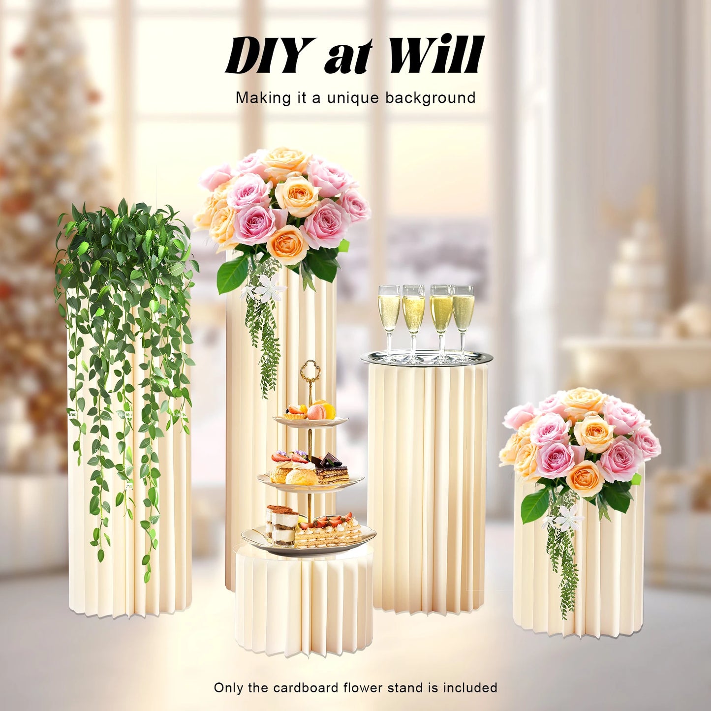Soporte de Flores Cartón Panal Cilindro PVC Plegable