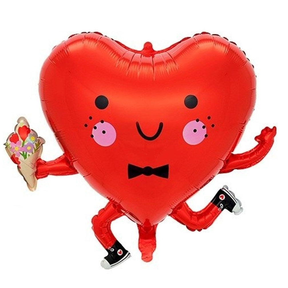 Globo Mylar Corazón Enamorado con Flores 49 x 49 cm
