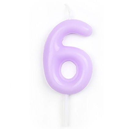 Vela Número Cumpleaños Morado Pastel 6 cm