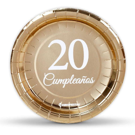 Platos Cumpleaños 20/30/40/50/60 Años 18cm 6uds