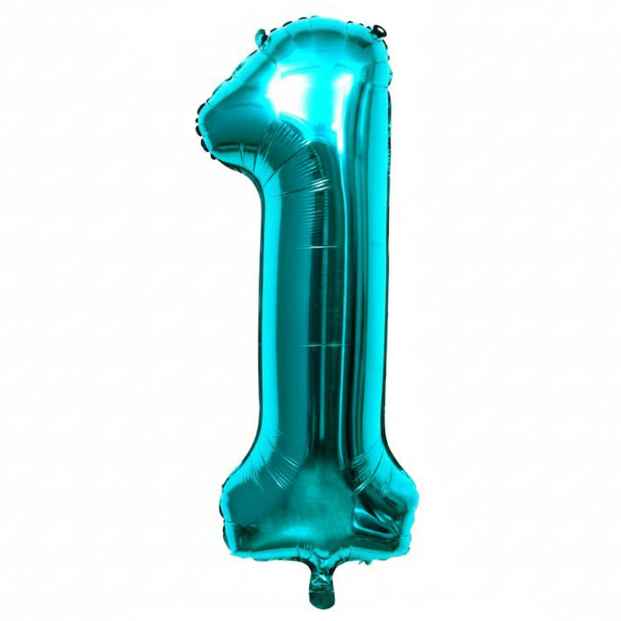 Globo Foil Número Gigante Aluminio 100cm (40") Turquesa
