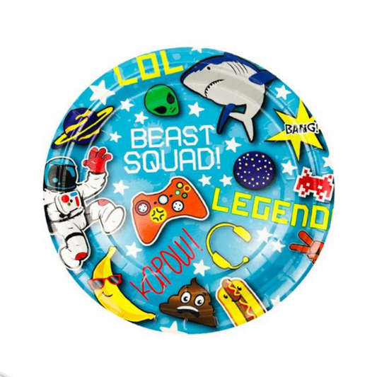 Plato Cartón Temática Gamer 23 cm 6 uds