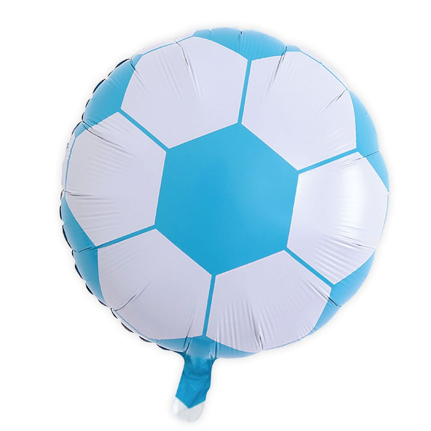 Globo Foil Redondo Balón de Fútbol Azul 45 cm