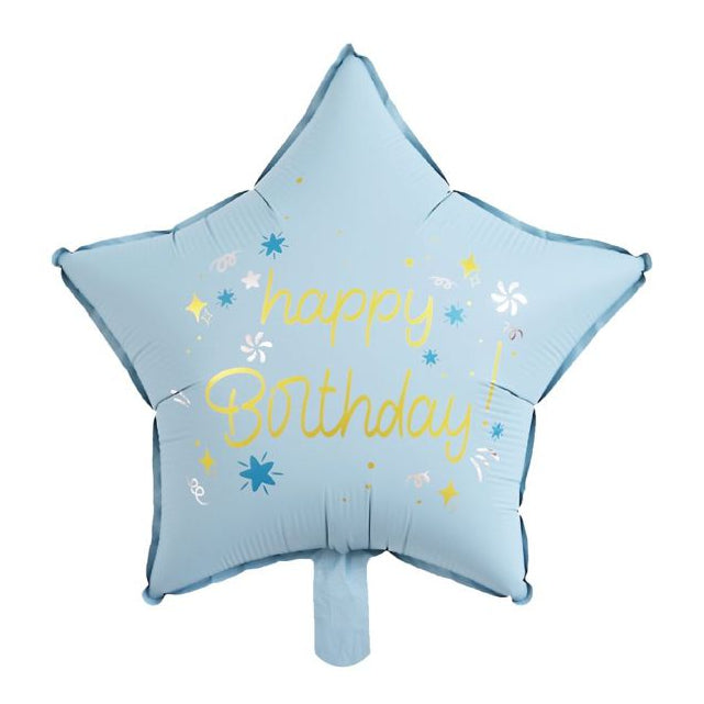 Globo Foil Estrella Azul Mate Happy Birthday 45 cm