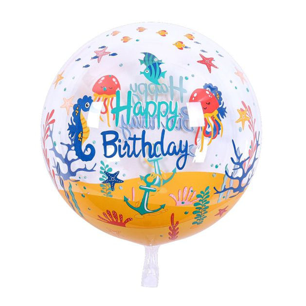 Globo Burbuja Fondo del Mar Happy Birthday 45 cm