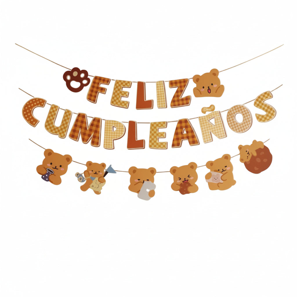 Guirnalda de Feliz Cumpleaños de Osito 3 m
