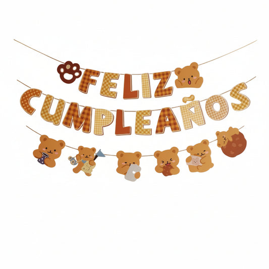 Guirnalda de Feliz Cumpleaños de Osito 3 m