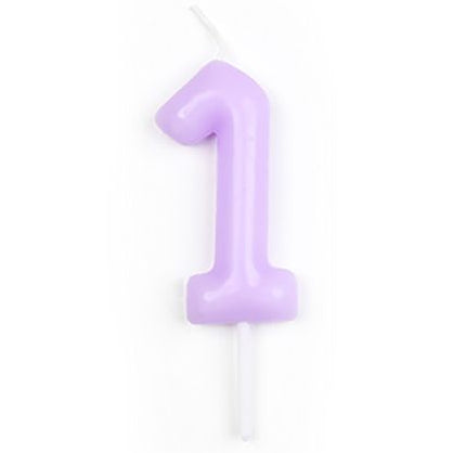 Vela Número Cumpleaños Morado Pastel 6 cm
