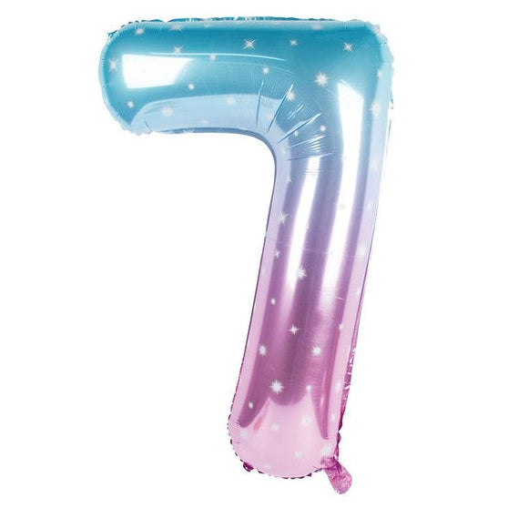 Globo Foil Número Gigante Galaxia Rosa y Azul 100 cm (40")