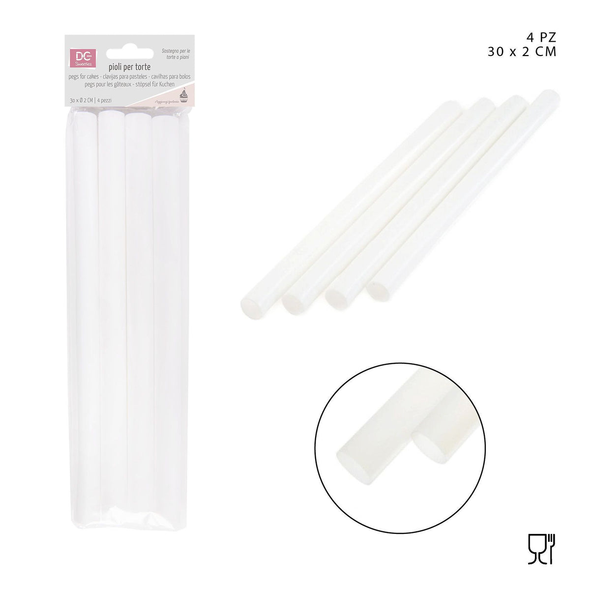 Pilares de Plástico para Tartas 30 x 2 cm 4 uds