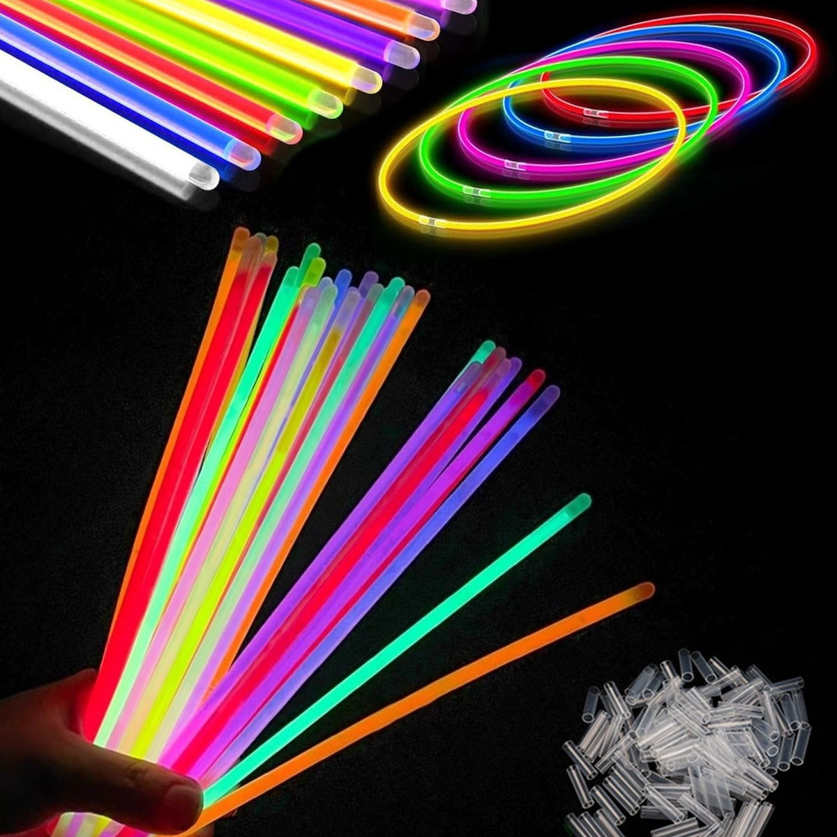 Pulseras Luminosas Fluorescentes 20 cm con Conectores