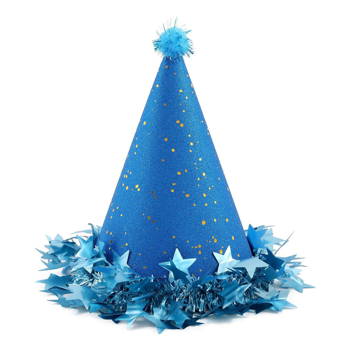 Gorro de Fiesta Estrellas con Espumillón 18 x 19 cm