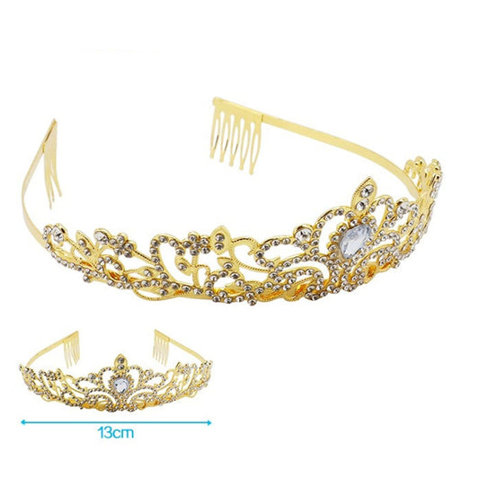 Corona Tiara de Metal con Strass y Peinetas 13 cm