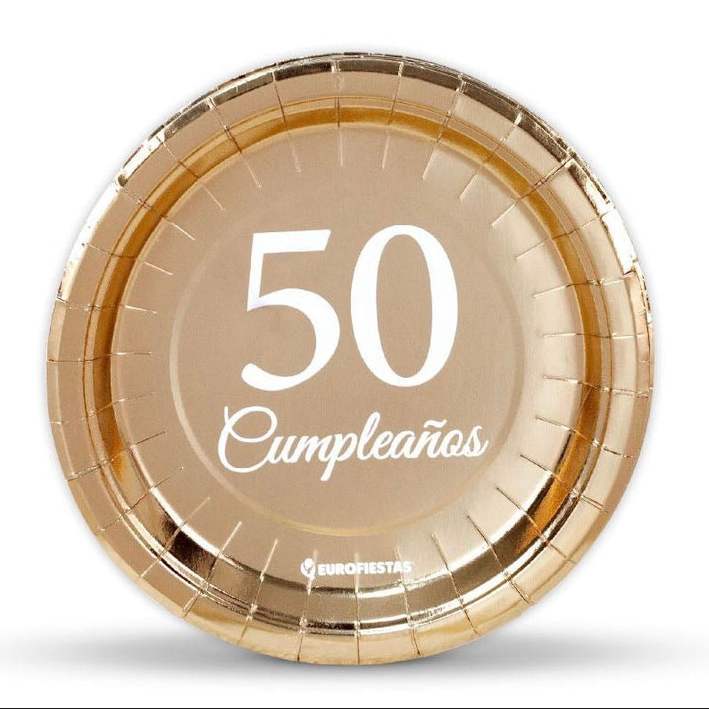 Platos Cumpleaños 20/30/40/50/60 Años 18cm 6uds