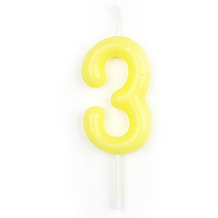 Vela Número Cumpleaños Amarillo Pastel 6 cm