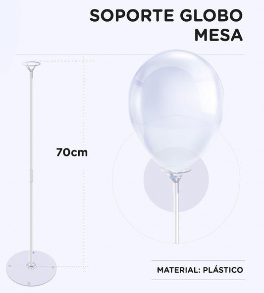 Soporte de mesa para 1 globo, base transparente atura 70 cm