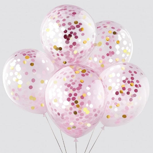 Globo de Látex con Confeti Transparente 30 cm (12") 5 uds