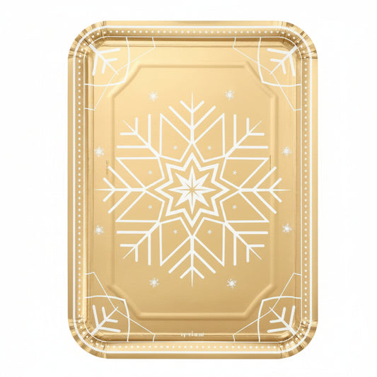 Bandeja Cartón Rectangular Navideño Oro 25x34cm 2uds