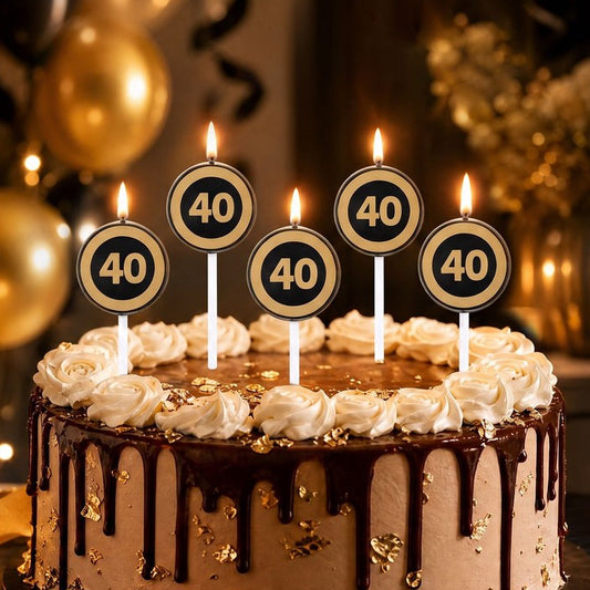 Velas Número Oro Negro 5uds