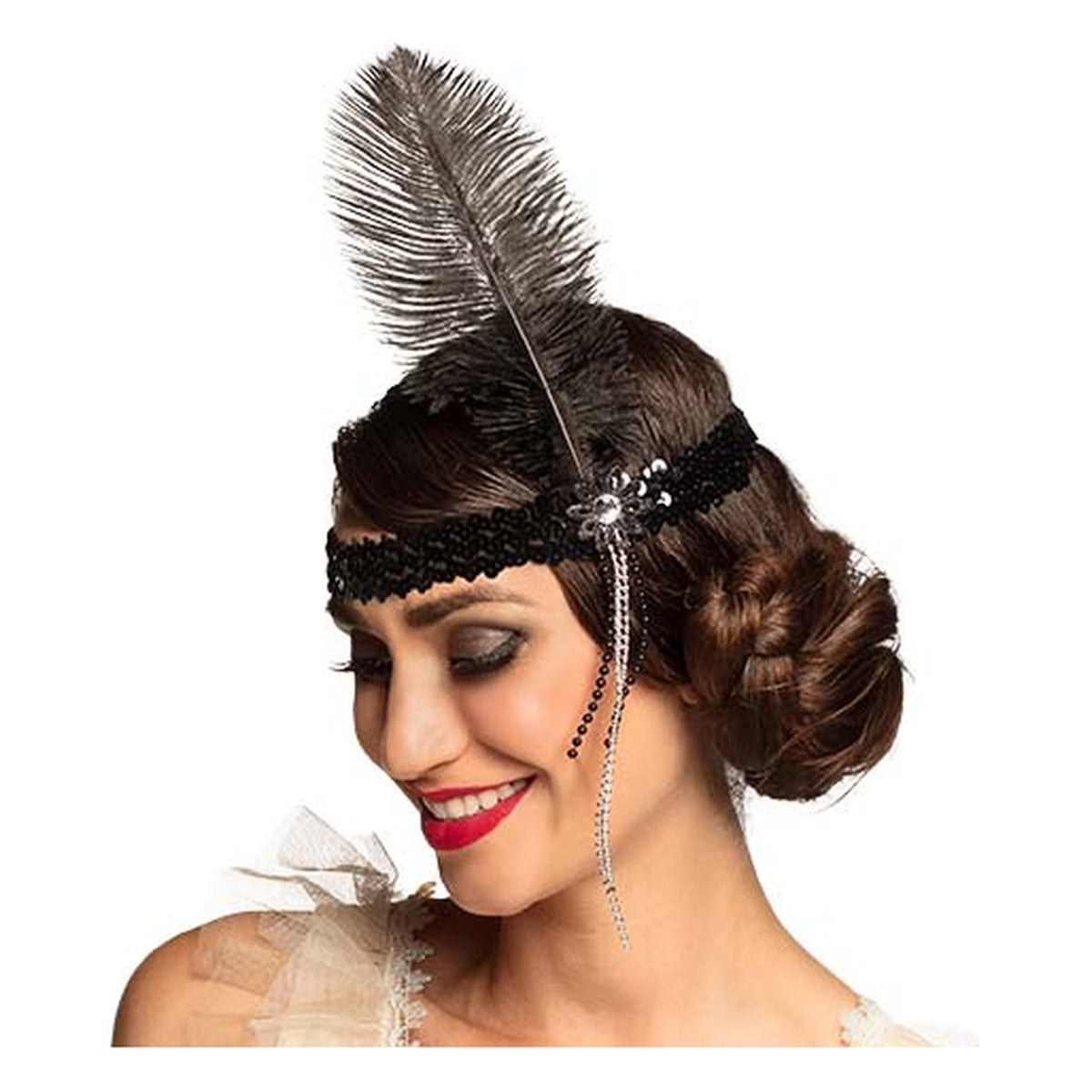 Diadema Flapper con Plumas Negro