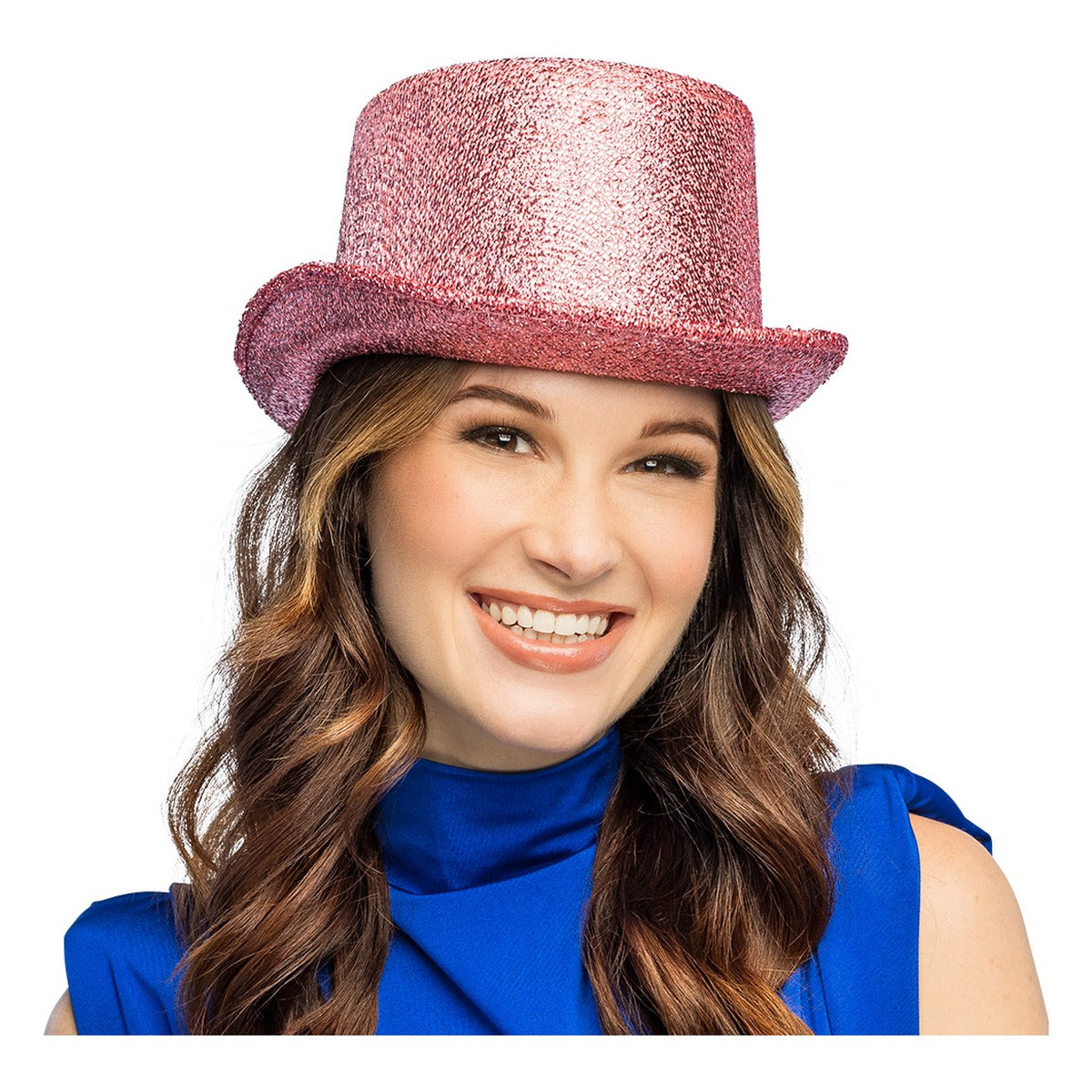 Sombrero de Copa Showtime Rosa Claro con Purpurina