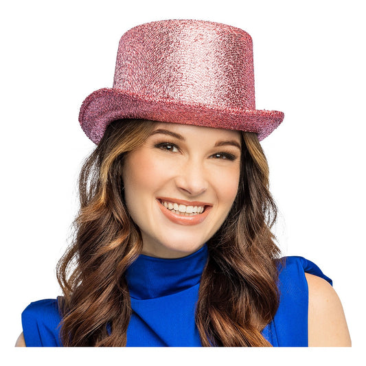Sombrero de Copa Showtime Rosa Claro con Purpurina