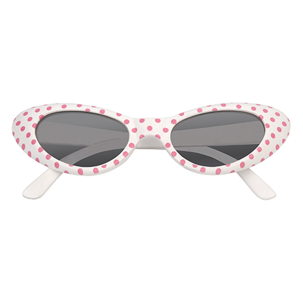 Gafas de Fiesta Sandy Ojo de Gato Blanco con Lunares Rosas