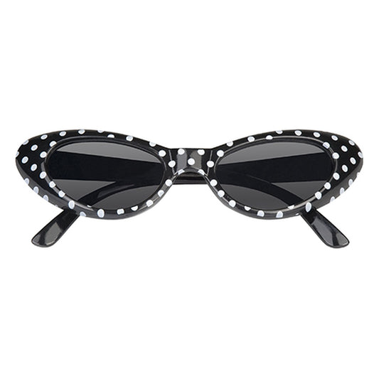 Gafas de Fiesta Sandy Ojo de Gato Negro con Lunares Blancos