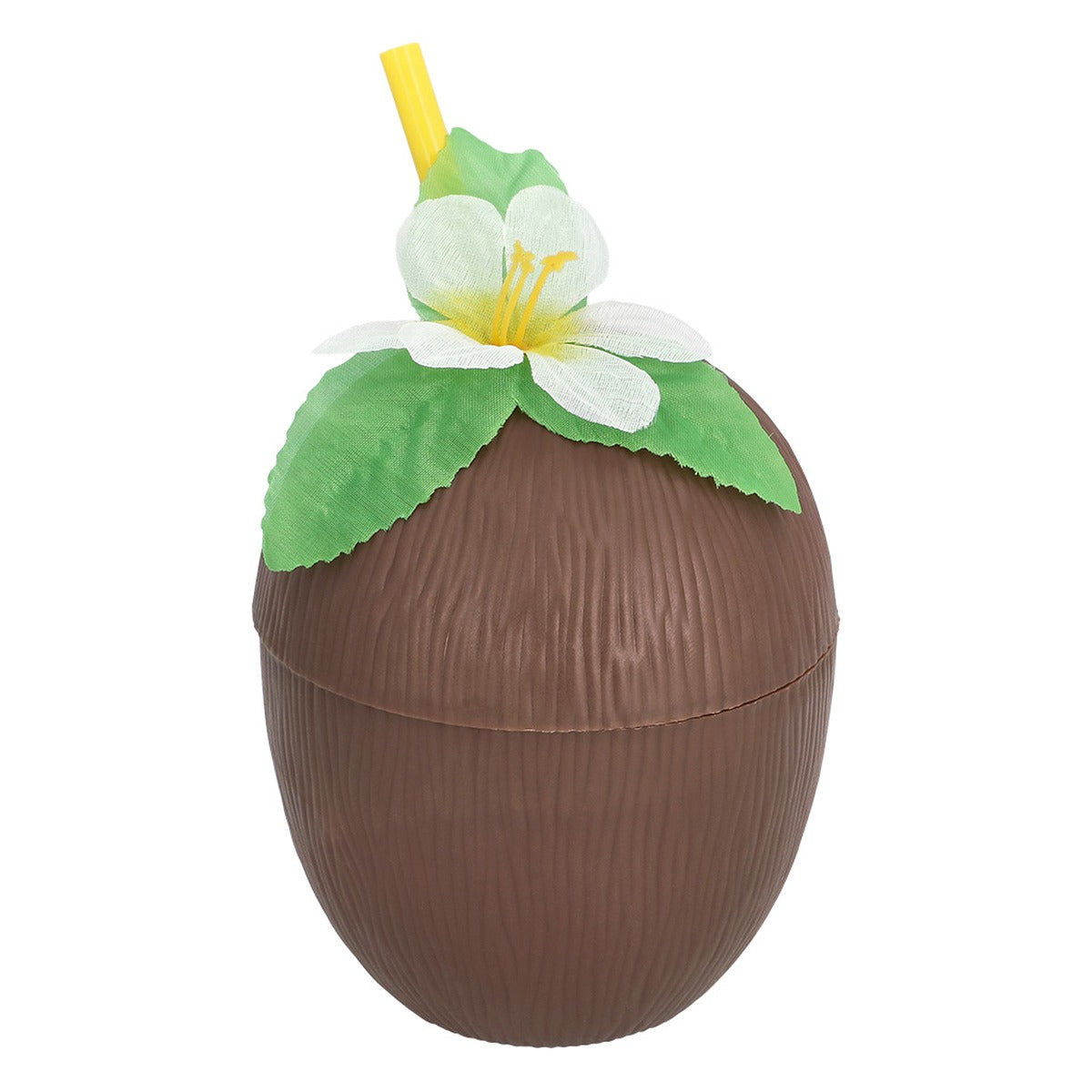 Vaso Coco con Pajita 400 ml Flor Blanca