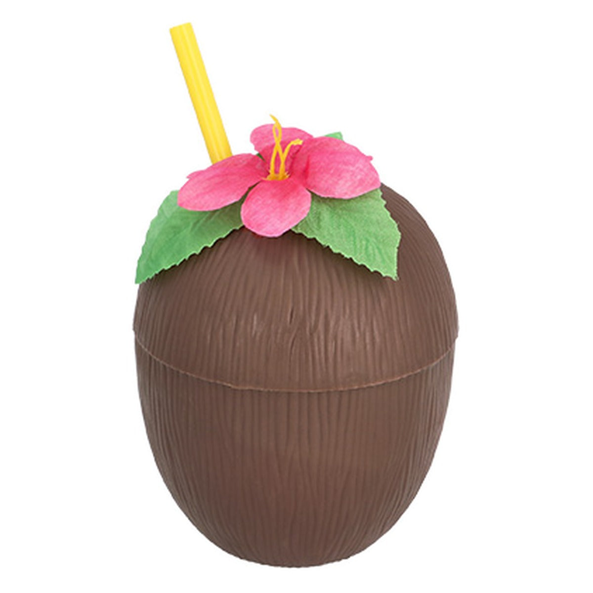 Vaso Coco con Pajita 400 ml Flor Rosa