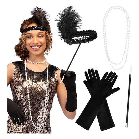 Set Gatsby Diadema, Collar, Guantes y Boquilla