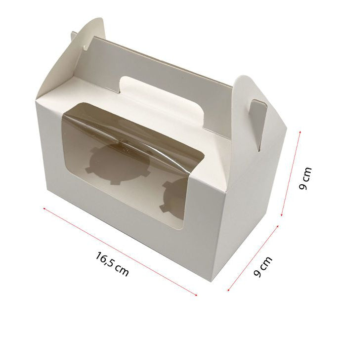 Caja para 2 Cupcakes con Ventana 16.5x9x9cm Pack 2uds