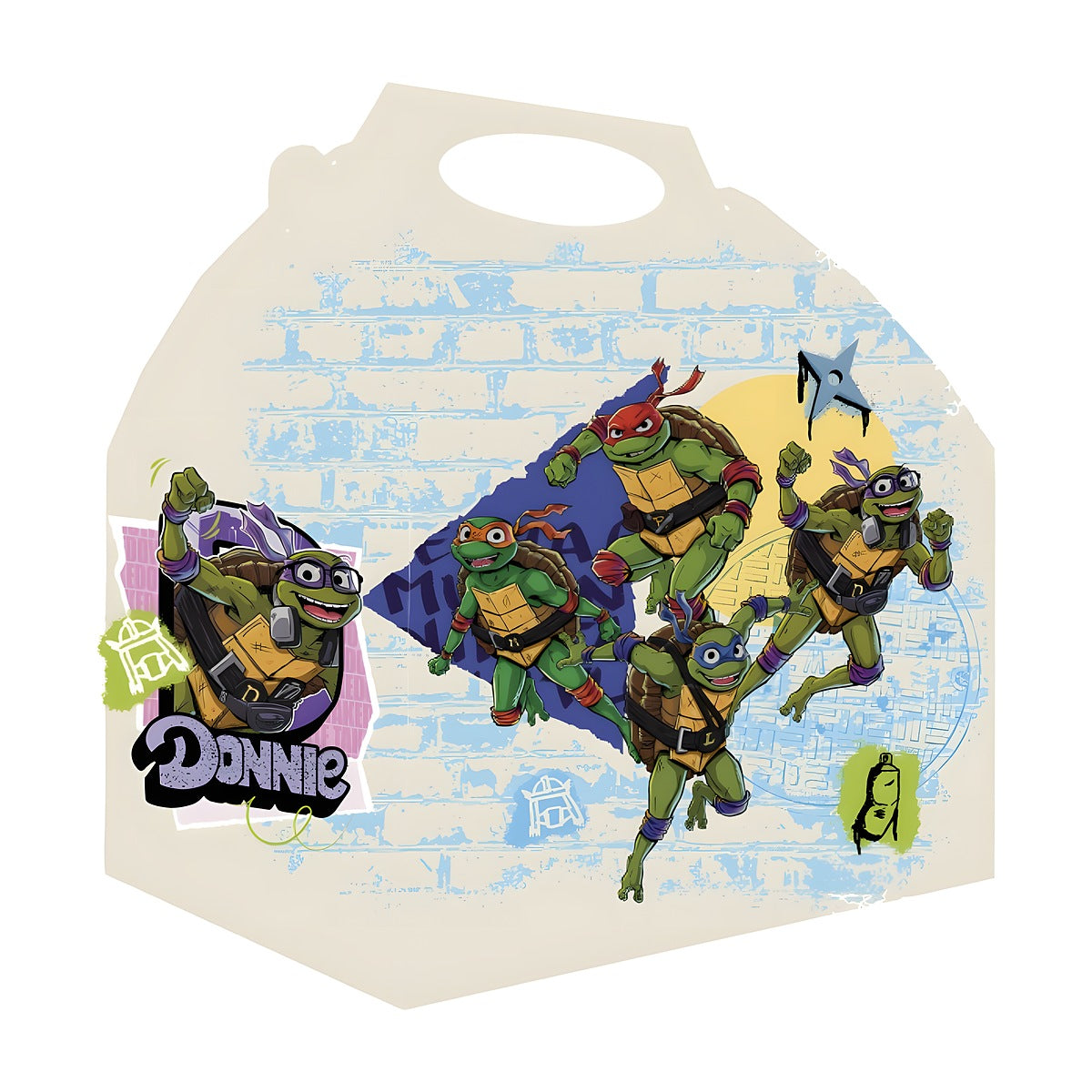 Cajita Cartón Tortugas Ninja 16x16x10cm