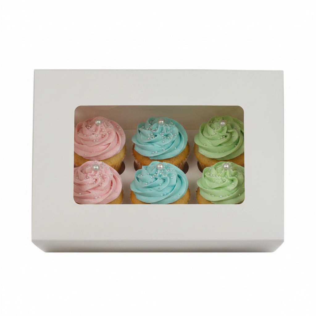 Caja para 6 Cupcakes Blanca 6,4cm