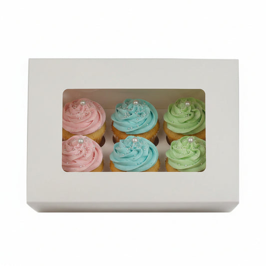 Caja para 6 Cupcakes Blanca 6,4cm
