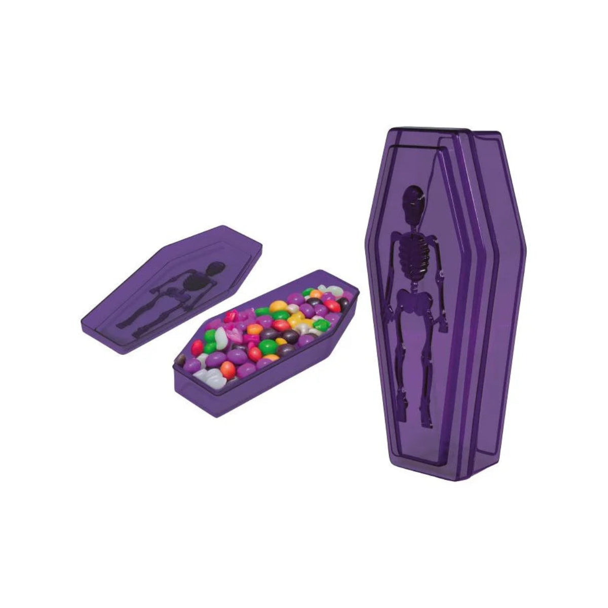 Bombonera Féretro Morada de PVC Halloween 19 x 9 cm